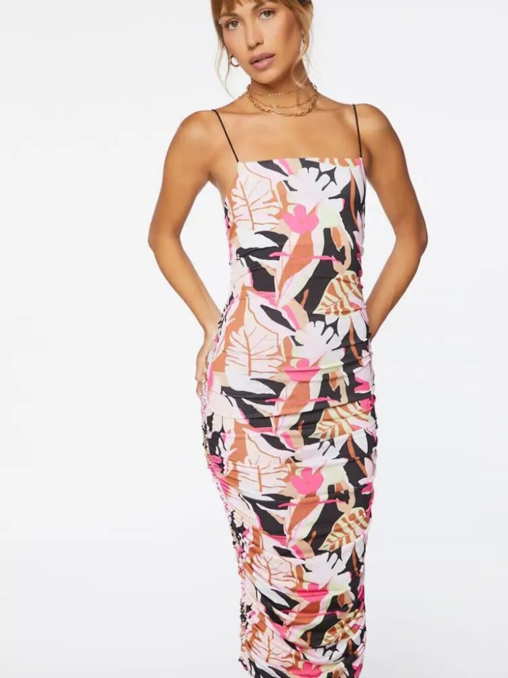 Forever 21 Multicolor Abstract Strappy Midi Dress